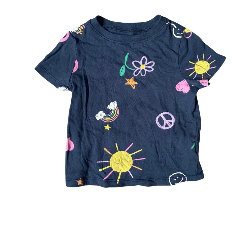 Old Navy Graphic Tee - 18–24 Months, Navy with Peace & Sunshine Print, Gently Wo